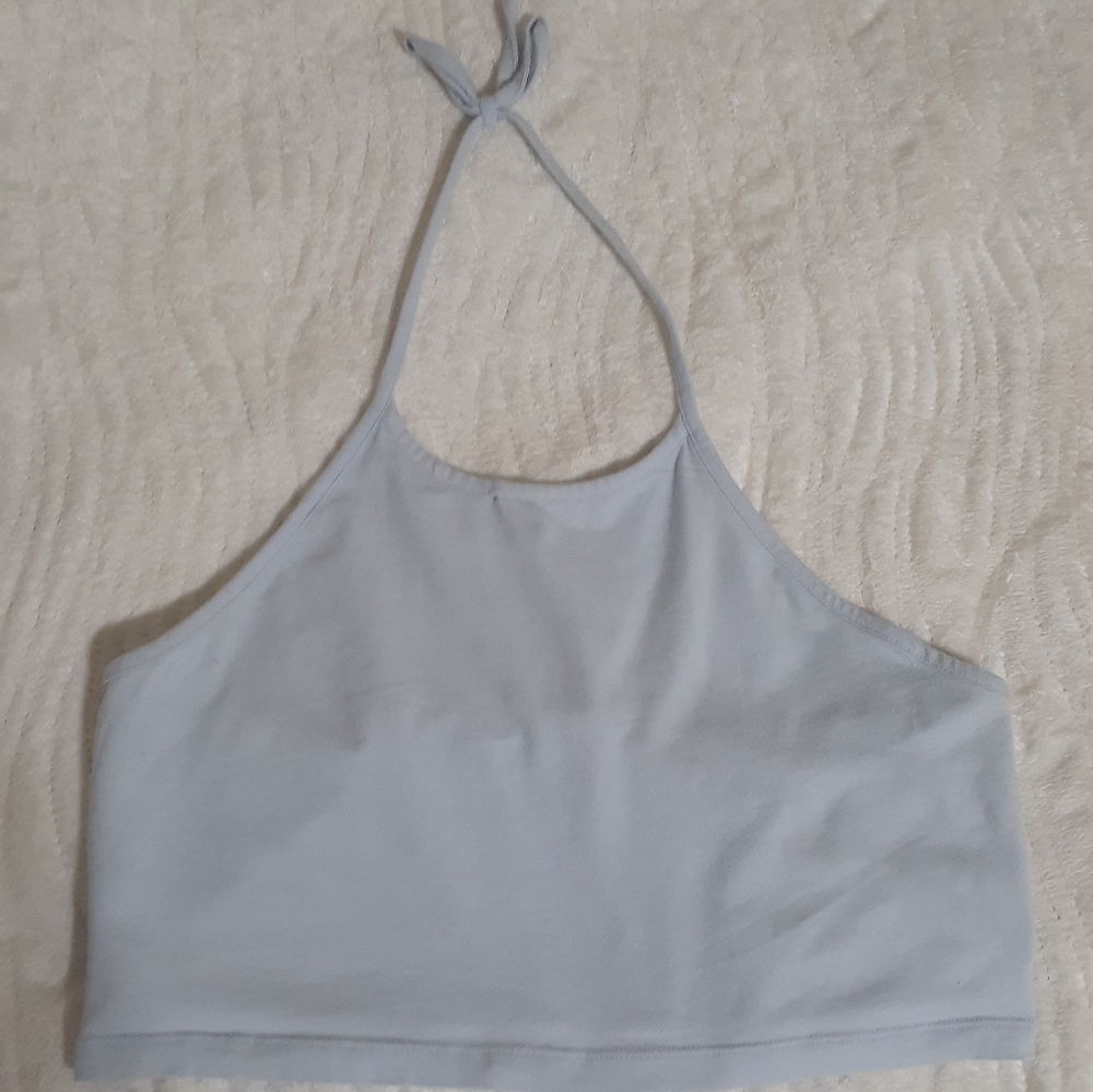 Light blue cropped halter top